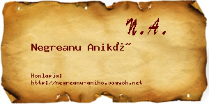 Negreanu Anikó névjegykártya